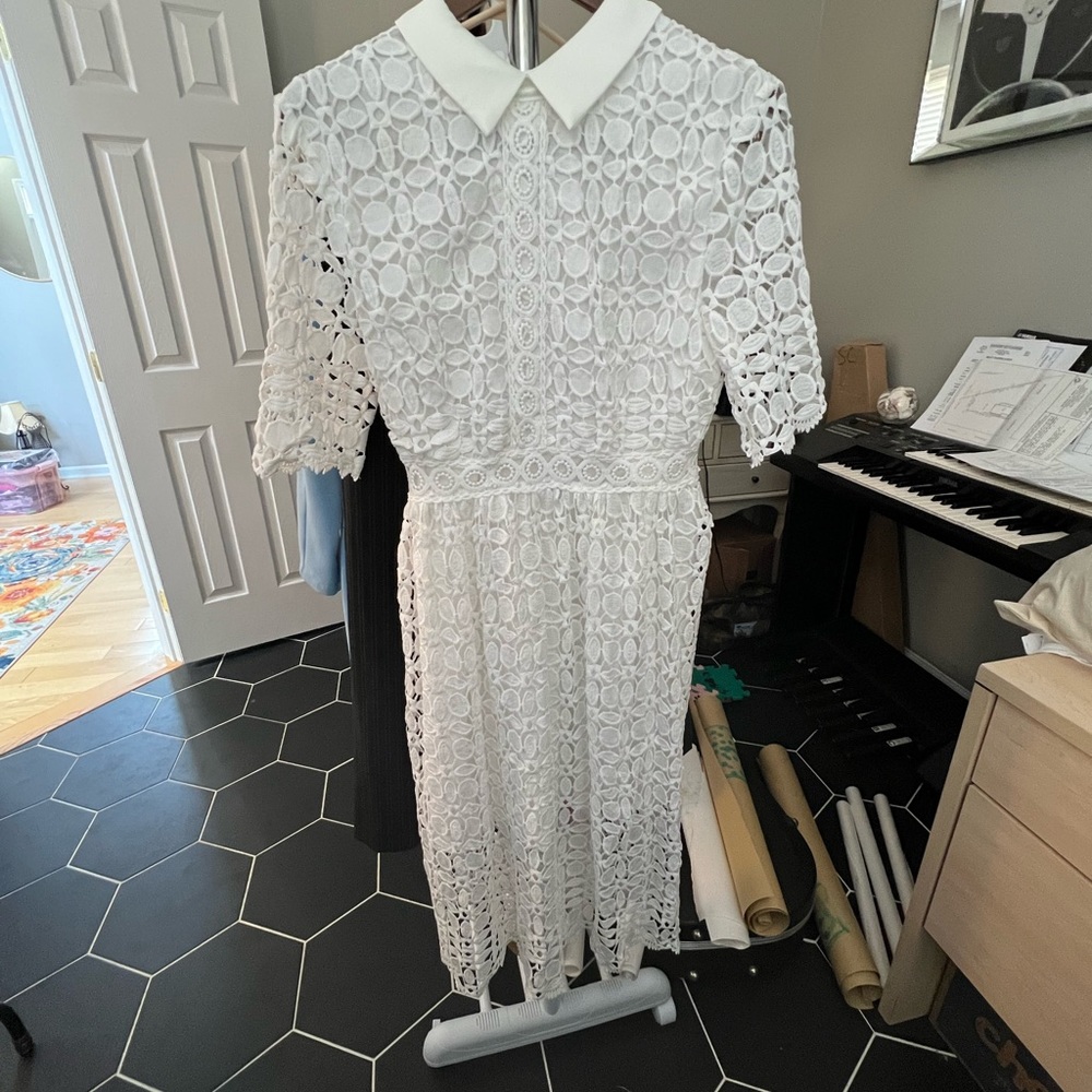 White Cutwork Eyelet DRESS EMBROIDERED Size Medium
